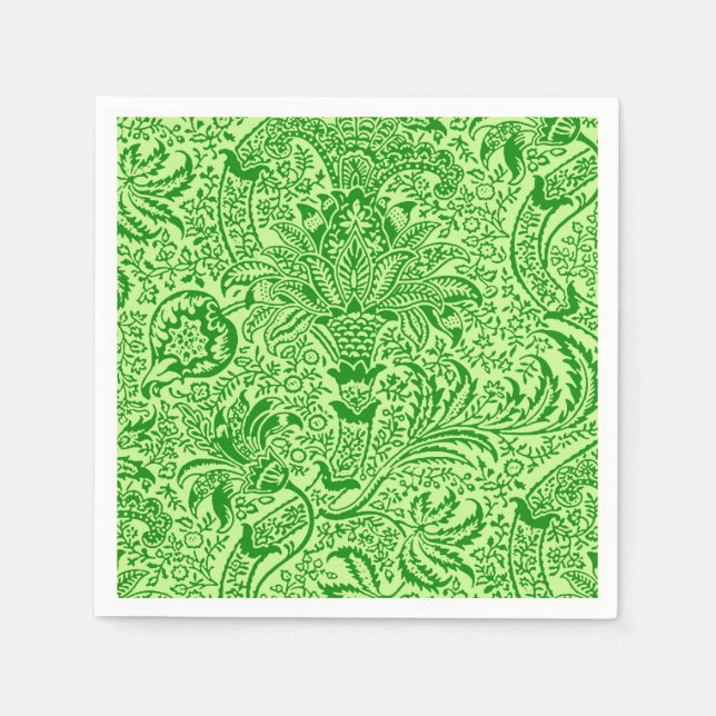 Serviette En Papier William Morris Indian, Lime et Kiwi Green (Devant)