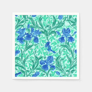 Serviette En Papier William Morris Irises, Bleu de Cobalt, Aqua et Tur