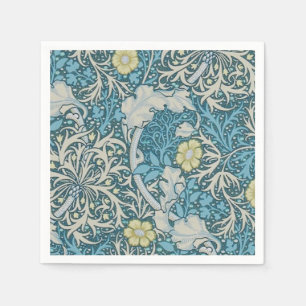 Serviette En Papier William Morris, motif Art nouveau, algues, bleu, f