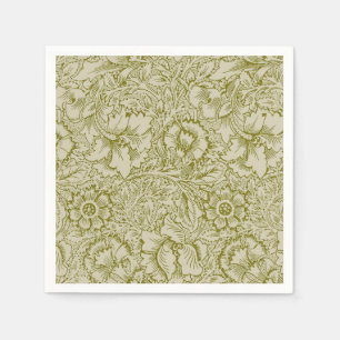 Serviette En Papier William Morris Poppy Classic Floral Green