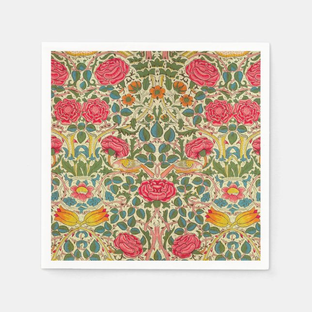 Serviette En Papier William Morris Rose Floral Chintz rose (Devant)