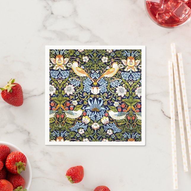 Serviette En Papier William Morris, Strawberry Thief (En situation)