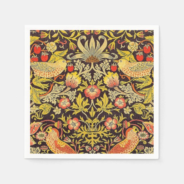 Serviette En Papier William Morris Strawberry Thief Motif (Devant)