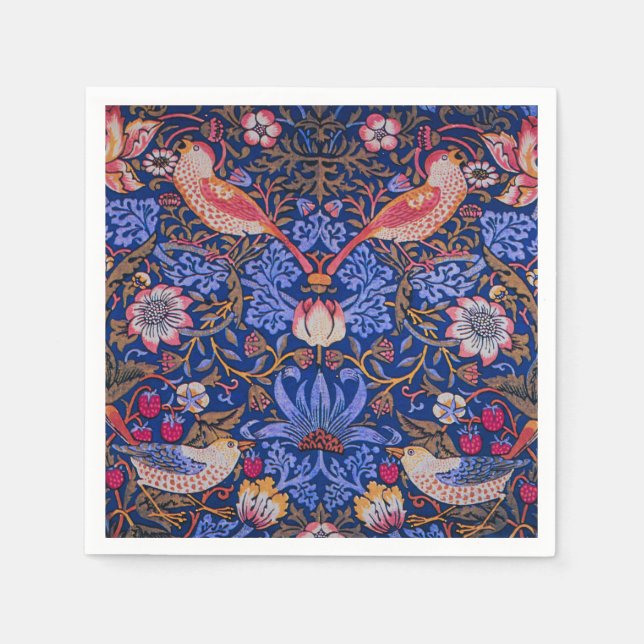 Serviette En Papier William Morris Strawberry Thief Motif floral (Devant)