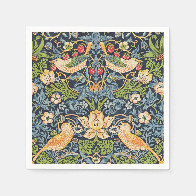 Serviette En Papier William Morris Strawberry Thief Motif floral (Devant)