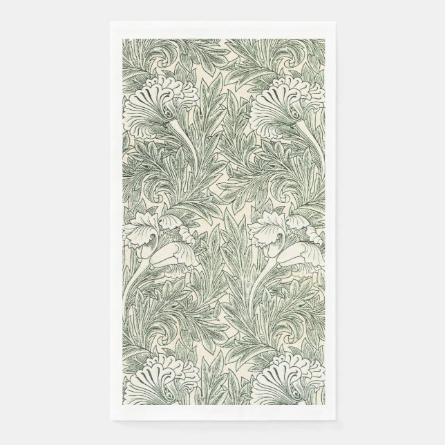 Serviette En Papier William Morris tulip fond textile vert (Devant)