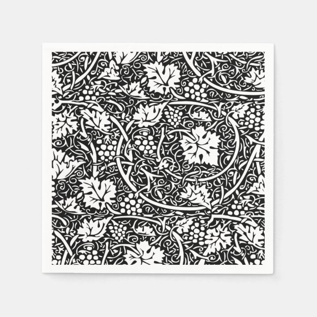 Serviette En Papier William Morris Vin de raisin noir blanc (Devant)