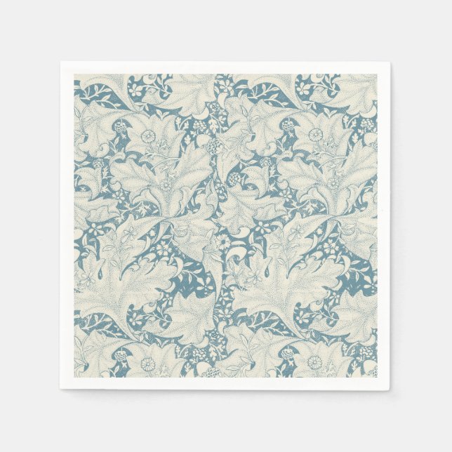 Serviette En Papier William Morris Wallflower bleu damas floral (Devant)