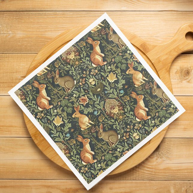 Serviette En Papier William Morris Woodland Lapins floraux Noël (Créateur téléchargé)