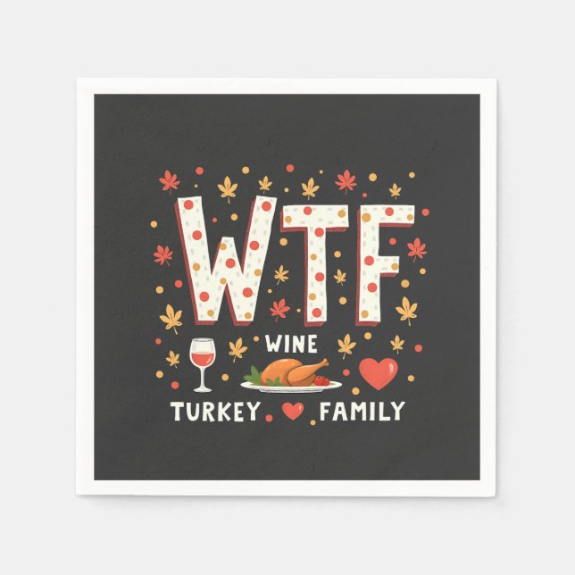 Serviette En Papier WIne Turquie Famille drôle Thanksgiving (Devant)