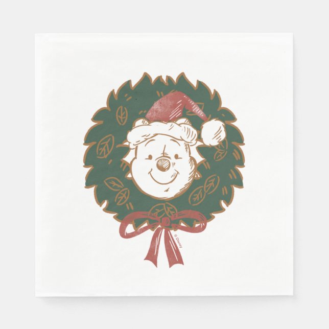 Serviette En Papier Winnie la couronne de Noël de l'Ooh (Devant)
