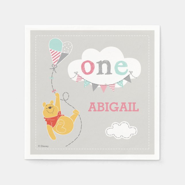 Serviette En Papier Winnie le cerf-volant Pooh | Bébé fille (Devant)