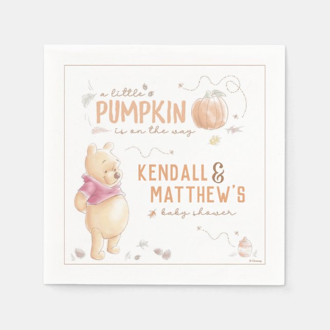 Serviette En Papier Winnie l'Ooh | Baby shower Citrouille d'automne (Devant)
