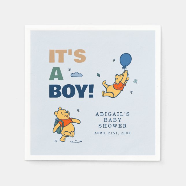 Serviette En Papier Winnie l'Ooh C'est un Baby shower garçon (Devant)