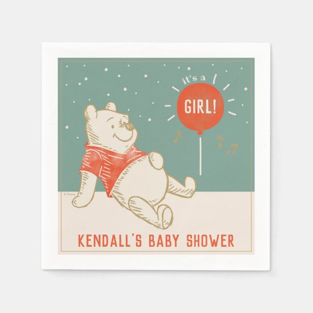 Serviette En Papier Winnie l'Ooh | C'est une fille ! Baby shower Napki (Devant)