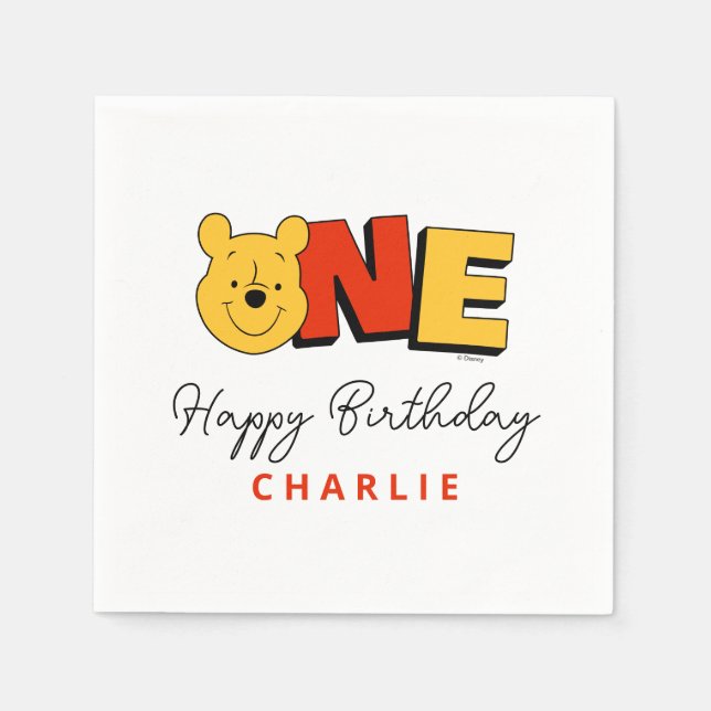 Serviette En Papier Winnie l'Ooh - One | Premier anniversaire (Devant)