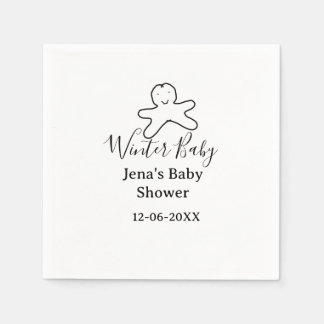 Serviette En Papier Winter baby shower cookie black scribble hand-draw