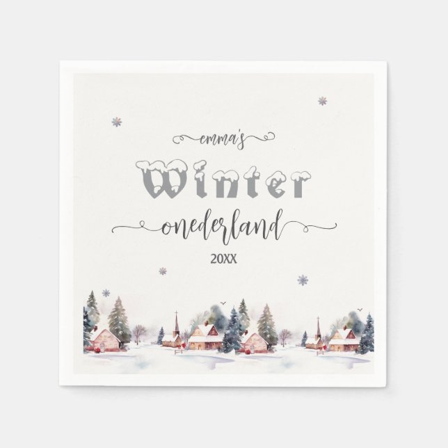 Serviette En Papier Winter onederland 1st birthday (Devant)