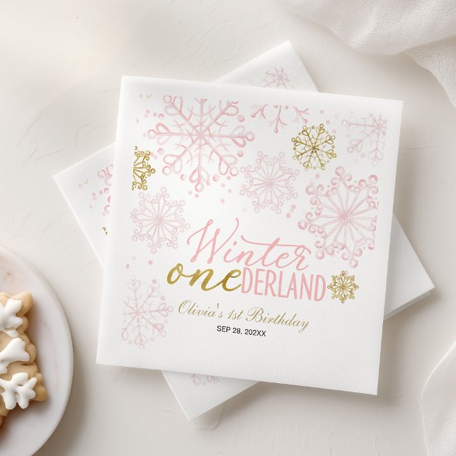 Serviette En Papier Winter Onederland 1st Birthday  (Créateur téléchargé)