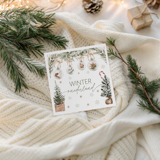 Serviette En Papier Winter Onederland Party Napkin (Créateur téléchargé)