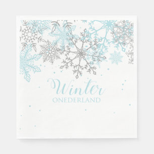 Serviette En Papier Winter Onederland premier anniversaire bleu et arg