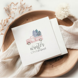 Serviette En Papier Winter Onederland Premier anniversaire camion rose
