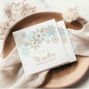 Serviette En Papier Winter Onederland premier anniversaire Snowflake N