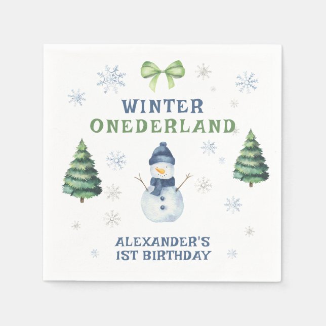 Serviette En Papier Winter Onederland Snowman 1er anniversaire (Devant)