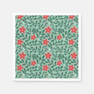 Serviette En Papier Winter poinsettia pattern - Christmas flower 