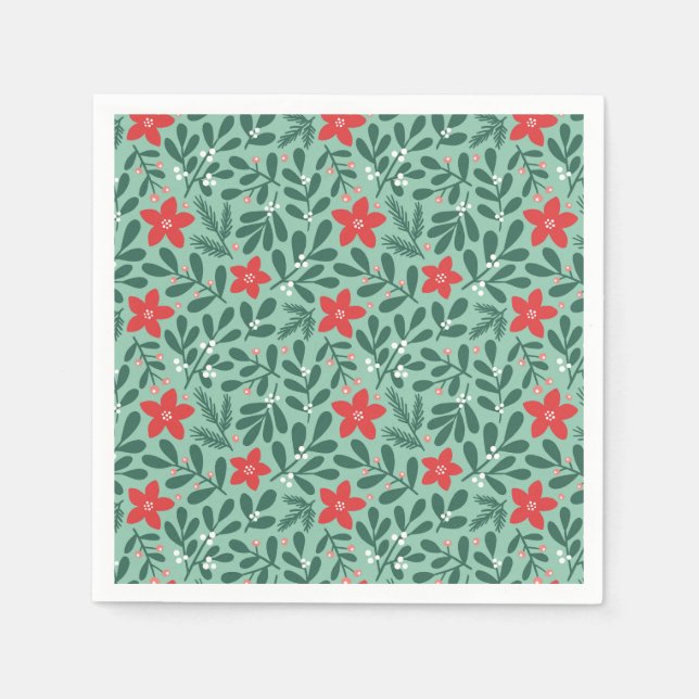 Serviette En Papier Winter poinsettia pattern - Christmas flower  (Devant)