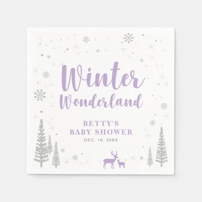 Serviette En Papier Winter Wonderland Baby shower neige papier Napkin (Devant)
