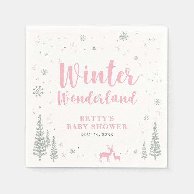 Serviette En Papier Winter Wonderland Baby shower neige papier Napkin (Devant)