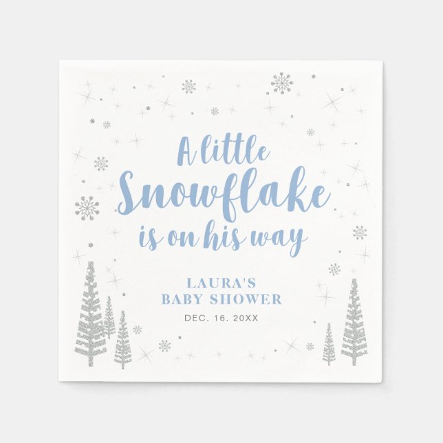 Serviette En Papier Winter Wonderland Baby shower neige papier Napkin (Devant)