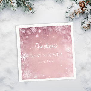 Serviette En Papier Winter Wonderland Baby shower rose