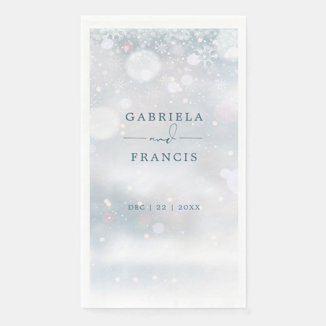 Serviette En Papier Winter Wonderland Mariage de neige (Devant)