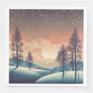 Serviette En Papier Winter Wonderland Napkins with Abstract Landscape