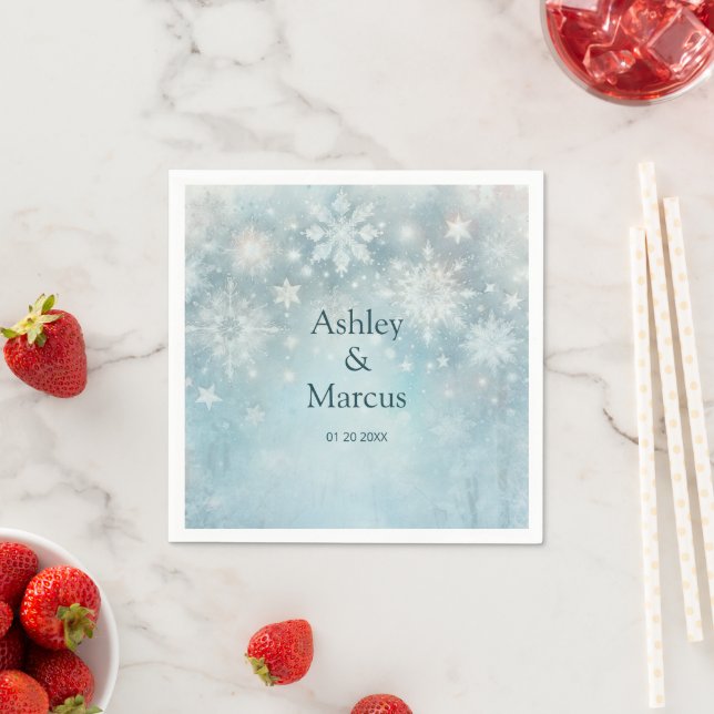 Serviette En Papier Winter Wonderland Snowflake Wedding RSVP (En situation)
