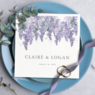 Serviette En Papier Wisteria Dusty Purple Mariage d'aquarelle