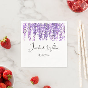 Serviette En Papier Wisteria Purple fleur aquarelle Floral Mariage