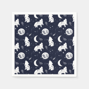 Serviette En Papier Wolf Pup hurling à la lune