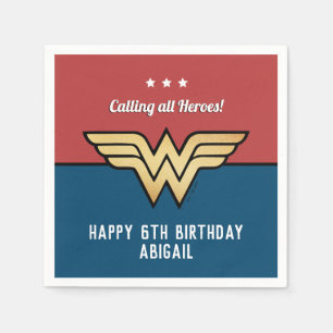 Serviette En Papier Wonder Woman Golden Logo   Joyeux anniversaire