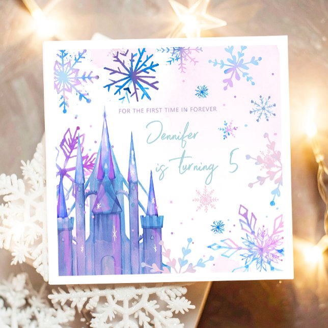 Serviette En Papier Wonderland Snowflakes Girl Neige Anniversaire (Créateur téléchargé)