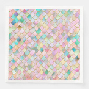 Serviette En Papier Wonky Trendy Rainbow Girl Metal Mermaid Scales
