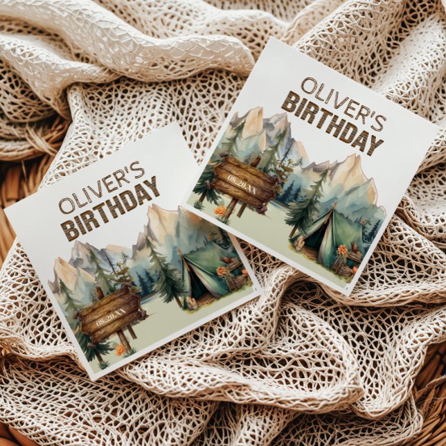 Serviette En Papier Woodland Adventure Camping Anniversaire serviettes (Créateur téléchargé)