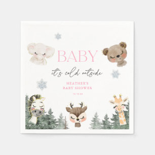 Serviette En Papier Woodland Baby C'est froid dehors Baby shower fille