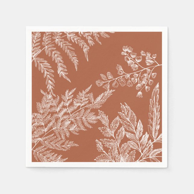 Serviette En Papier Woodland Fern Botanical Wedding Paper Napkin (Devant)