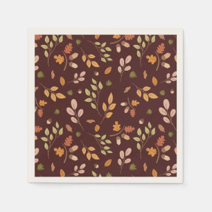 Serviette En Papier Woodland Feuilles Automne Thème Neutral foncé