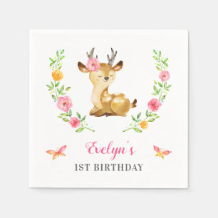 Serviette En Papier Woodland Girl Anniversaire Thème Cerf Cocktail Pap
