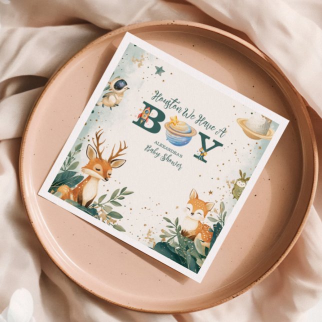 Serviette En Papier Woodland Houston Nous Avons Un Garçon De L'Espace  (Créateur téléchargé)