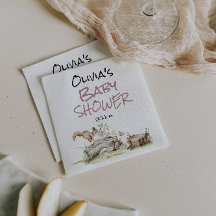 Woodland Pink Girl Wild Forest Animal Baby Shower